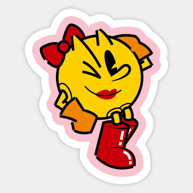 Ms. Pacman (Retro) Sticker by vivapuffs